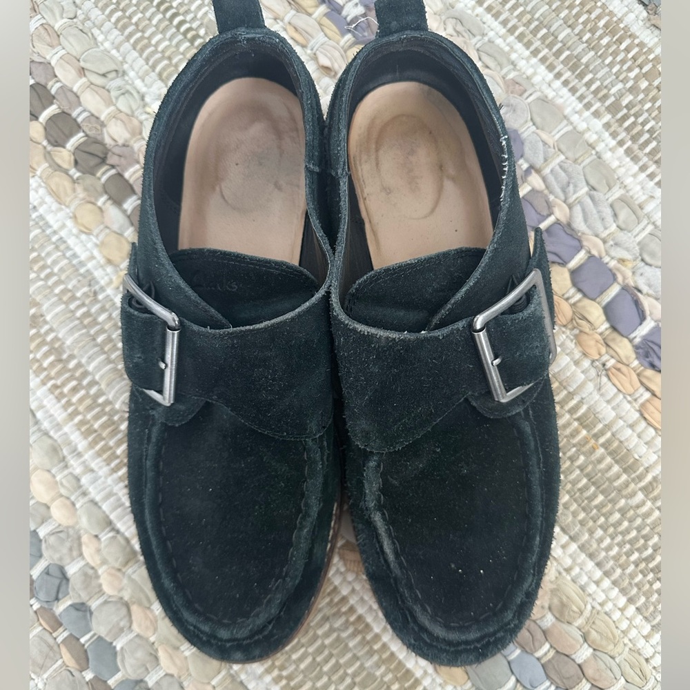 Clarks Black Suede Loafers